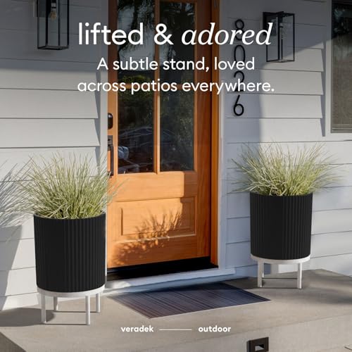 Veradek Demi Series Raised Planter - Round Planter with Stand - color: Black/White, size: 16 inch - 2 Pack