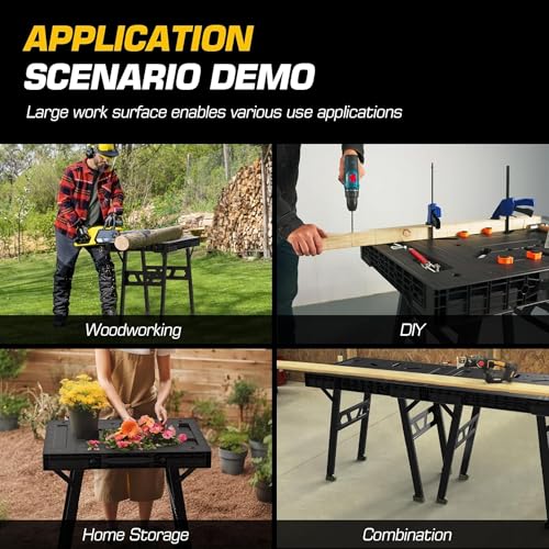 Portable Workbench, Folding Worktable, 1650lbs Capacity, Black - color: Black