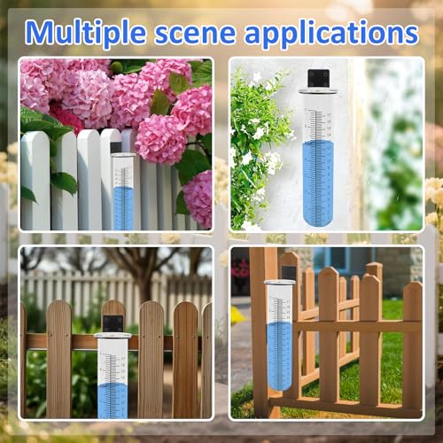 TBWHL 7" Glass Rain Gauge with Stainless Steel Rack for Yard Garden Fence - color: Transparent Black