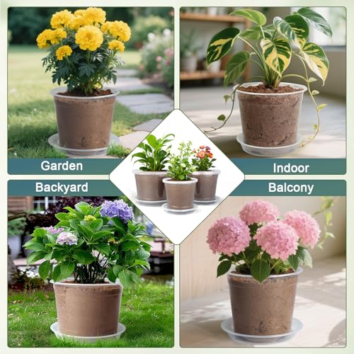 6/8/10 Inch Large Size Clear Nursery Pots with Drainage and Saucers, 9 Pack Plastic Plant Pots for Seedling Starter, Durable Plastic Pots for Indoors - size: 6810inch-9pcs