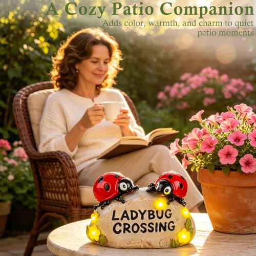 Solar Ladybug Garden Statues 4.7" Resin Ladybug Solar Lights - style: Ladybug