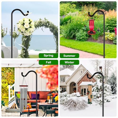 FEED GARDEN 76'' Bird Feeder Pole, Heavy Duty Shepherds Hooks for Outdoor with 7-Prong Base, Adjustable Shepherds Hook for Hummingbird Feeder, Lanterns, Plants, Wedding Decor (1 Pack) - size: 76 Inch