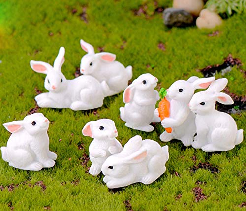 16 Pcs Fairy Garden Miniature Rabbit Figure Mini Bunny Figurines Miniature Animal Rabbit Figures, Rabbit Cake Topper Decoration Desktop Decor