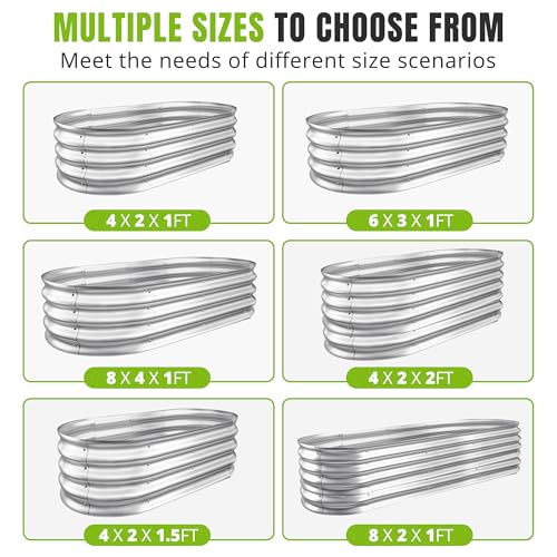 1Pcs Galvanized Raised Garden Bed 4x2x1 FT Metal Planter Box Silver - color: Silver, size: 4x2x1FT