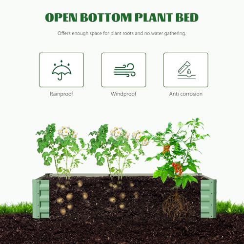 3 in 1 Galvanized Raised Garden Bed with 87" H Arch Trellis - color: Cyan Green, size: 47.3" Lx 24" Wx 12"H