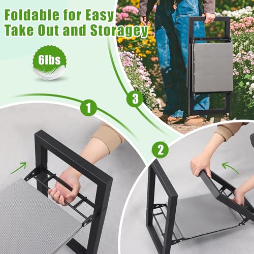 Garden Kneeler and Seat, 12.7" Wide Folding Heavy Duty Gardening Bench with Handles for Kneeling and Seat, Multifunctional Kneeler Stool for Women Seniors,Relieve Knee Back Pain,Gardening Tools Gifts