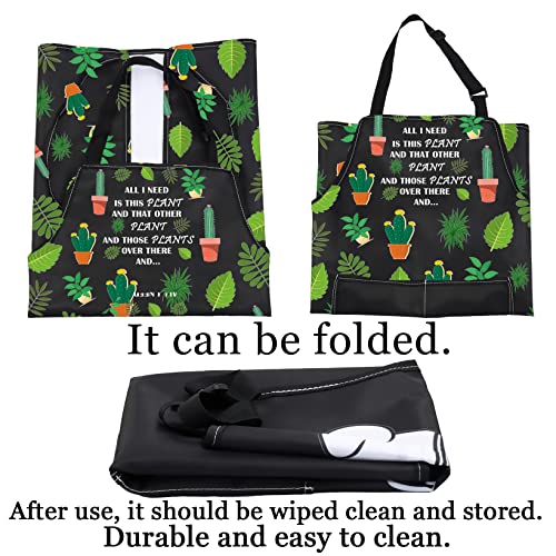 PXTIDY Plant Lover Gift Gardener Apron All Need Is This Plant Lady Gardening Apron Florist Kitchen Gift (Black)
