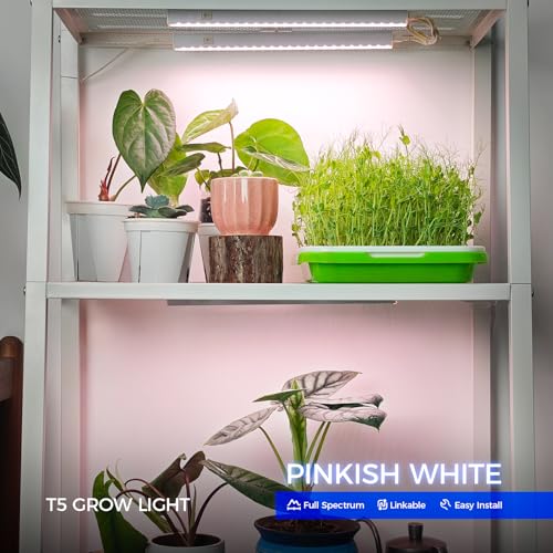 Barrina T5 Plant Lights, 5W LED Grow Light Strip, 1FT White Cover, 8 Packs - color: Pinkish White, size: 1ft-white Cover