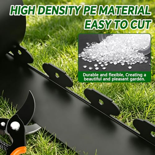 Garden Edging Border, 4In x 66 FT Landscape Edging with 100 Spikes, Black - size: 4 Inch x 66ft-Black