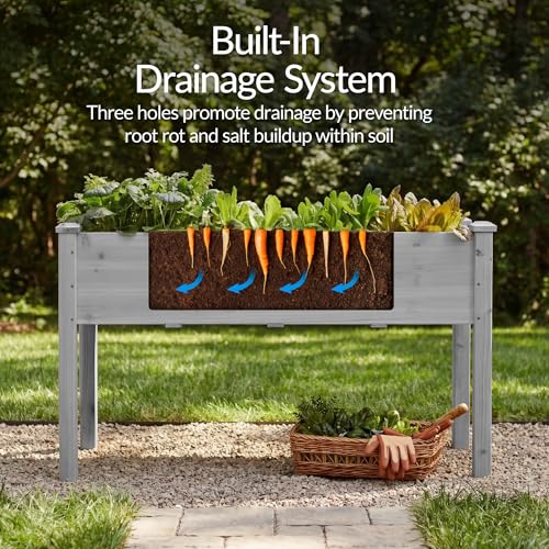 Best Choice Products 48x24x30in Raised Garden Bed, Elevated Wood Planter Box Stand for Backyard, Patio, Balcony w/Bed Liner, 200lb Capacity - Gray - color: Gray, size: 48x24x30in