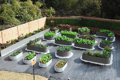 Anleolife 12-Bed Heart, Oval, Round & Heart Raised Bed Set, Quartz Grey - color: Gardener G, size: Set of 12