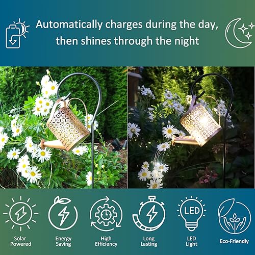 MCSSWC Solar Watering Can Landscape LED Light, Outdoor Waterproof Solar Garden Lawn Patio Yard Pathway Décor Gift and Present with Shepherd Hook - style: Watering Can