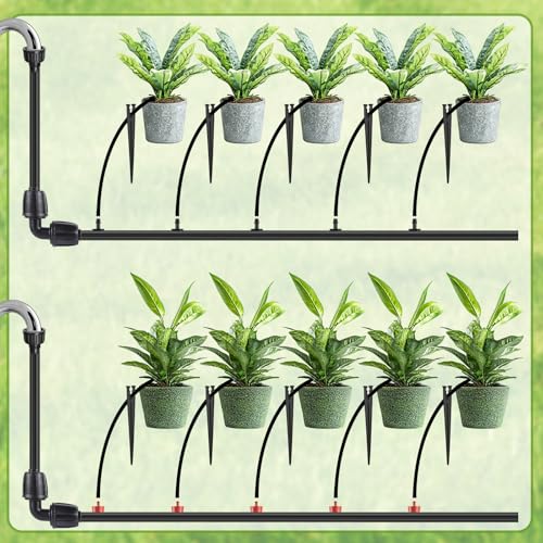 98 FT 1/8" Drip Irrigation Tubing Kits-30 Barbed Coupling+Stakes
