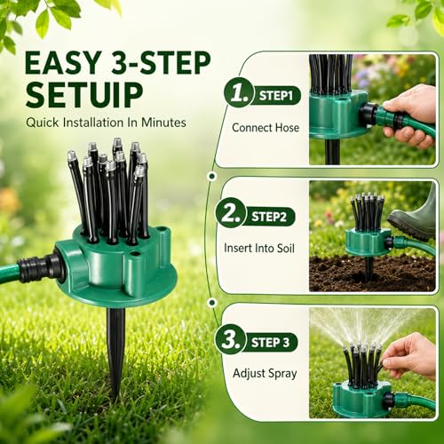 360 Degree Garden Automatic Multi Sprinkler Garden Lawn Sprinklers Roof Cooling Sprinklers Watering, 360 Rotating for Large Area Coverage,Grass Water Sprinkler for Pets Water Fun (2PCS) - color: 2PCS