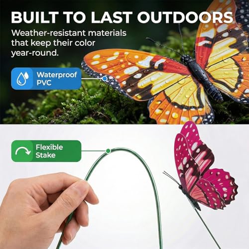 VGOODALL 50PCS Butterfly Garden Decorations, 11.5 Inch Plastic Butterfly - style: Multicolor
