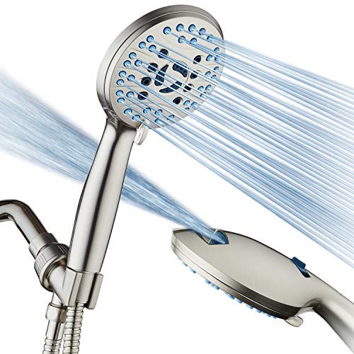 AquaCare 8-mode High Pressure Handheld Shower Head with 2-mode Power Wash - color: Satin Nickel, style: 2.5 Gallon Per Minute