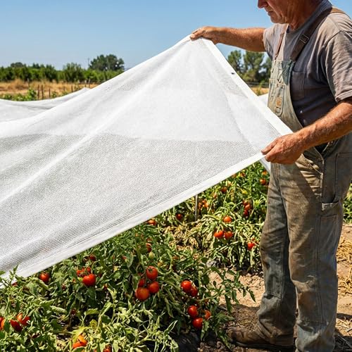 6.6 x 6.6 Ft Plant Sun Shade Cloth, 60% Shading White Sun Protection Net - color: 2x2m