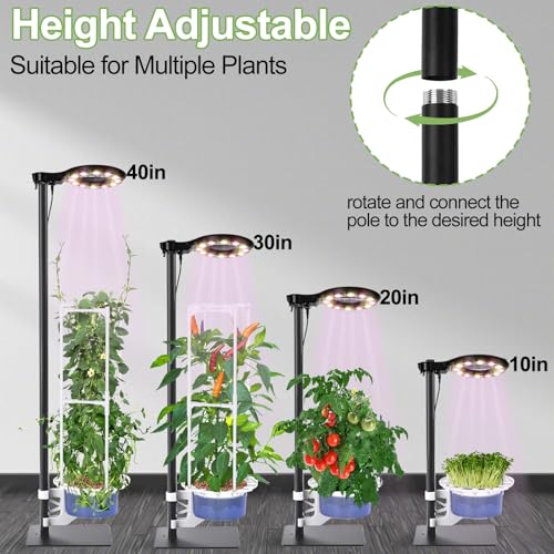 Indoor Plant Hydroponics Growing System Tower Kit with Grow light,Herb Vegetable Indoor Gardening System with Standing Floor Tall LED Grow Lights,Height Adjustable with Stand,Timer,Trellis - size: 10 inch
