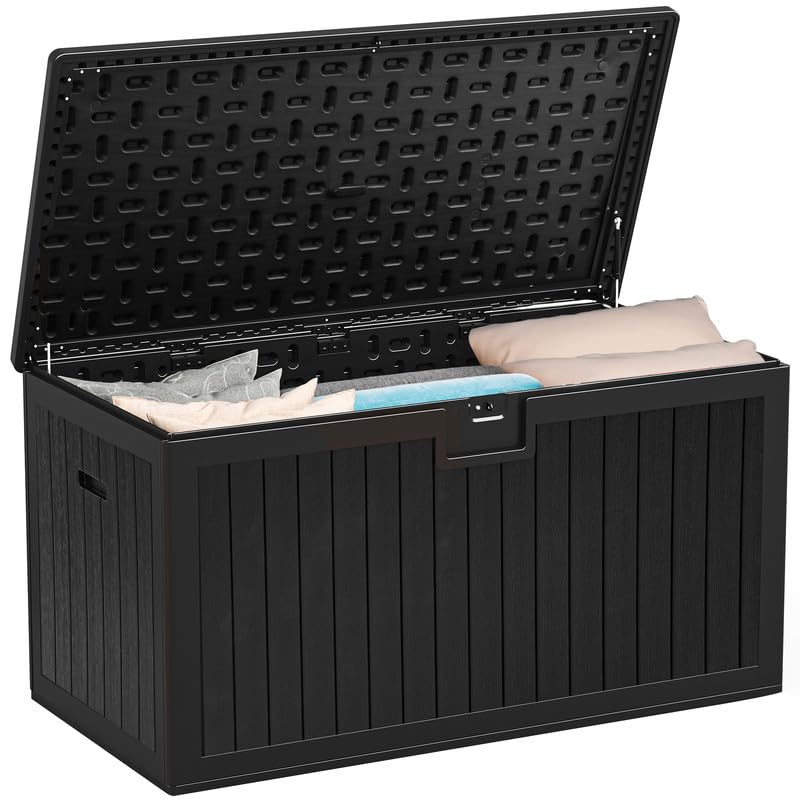 YITAHOME XL 180 Gallon Large Deck Box - color: Black, size: 180 Gallon
