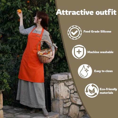 CAKETIME Colorful Aprons Made by Silicone Coated Polyester Fabric Waterproof Oilproof for Women Cooking Funny Gifts - color: Pink