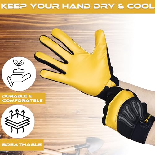WFX Gardening Working Gloves Garden Thorn Proof Flexible Heavy Duty Leather Mechanic Utility Dexterity Breathable - size: X-Large
