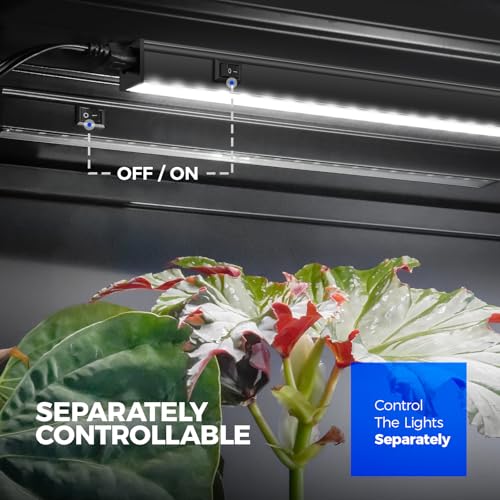 Barrina T5 LED Grow Lights, 1FT 10W (2 X 5W), 5000K Full Spectrum, 2 Packs - color: White, size: 1FT-Black Cover-2P