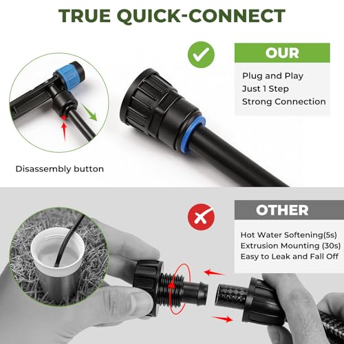100FT Drip Irrigation System Kit, Quick Connect Garden Watering System, Easy Install Drip Irrigation Kit with 1/2" & 1/4" Tubing, Adjustable Emitters for Garden, Raised Beds, Greenhouse - size: 100FT