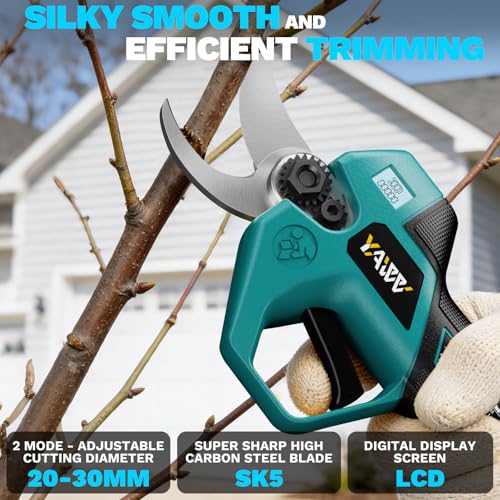 Brushless Electric Pruning Shears for Makita Battery, Portable Cordless Pruning Shears with LCD Display&SK5 Blades, Adjustable Cutting Diameter 0.8-1.2 Inch for Gardening Tree Pruning(NO Battery)