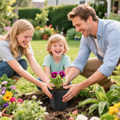 6 inch Plant Pots, 10 Pack Flower Pots Outdoor Indoor, Square Plastic Planter with Drainage Holes and Saucers, 0.5 Gallon Planter Pots for Plants Deep Capacity Garden Pot Container with Tray - size: 6 INCH / 10P