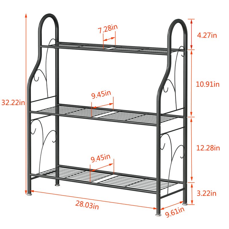 SORCEDAS Plant Stand Indoor Outdoor 3 Tier Metal Corner Flower Shelf - size: 3 Tier-Dark Grey