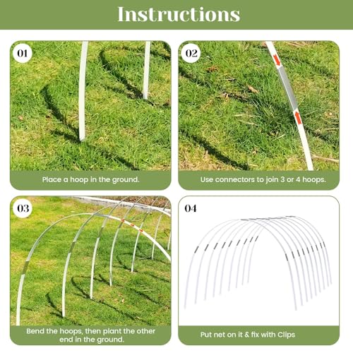 Greenhouse Hoops 36pcs, Sunwuk Garden Hoops for 1-3.5ft Wide Raised Bed, 9 Sets of 5.6ft Long Super Bendable Fiberglass Support Hoops Frame, Mini Greenhouse Strip for Row Cover (S Size) - style: 36pcs