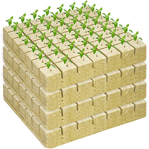 Legigo 1.5" Rockwool Cubes Seed Starter Plugs for Hydroponics, 196 Plugs - color: 4 Sheet, size: 1.5" Plugs