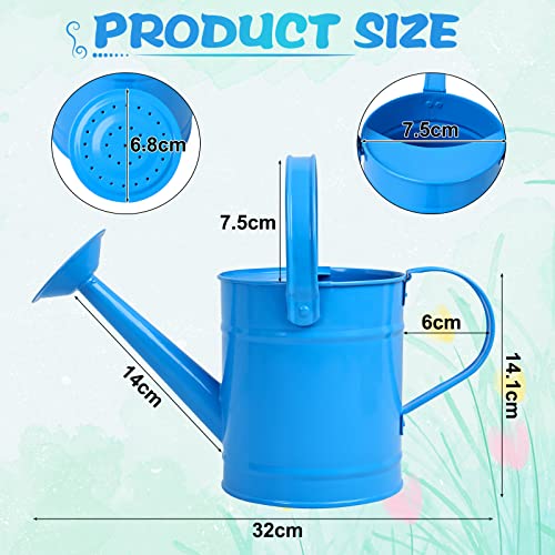 Blue Metal Watering Can, 1.5L for Kids Comfort Handle - color: Blue