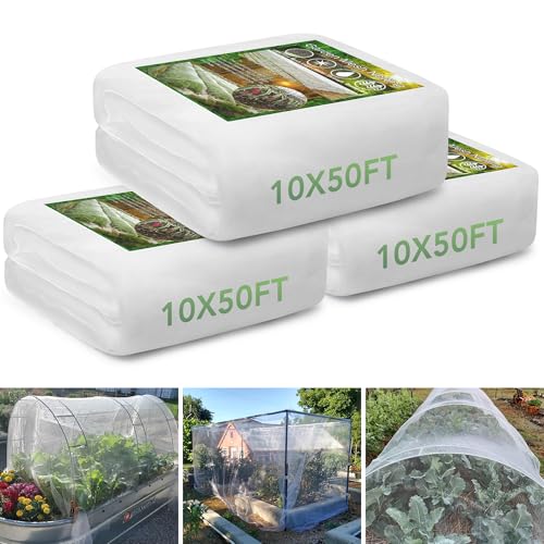 SWANGSA Garden Netting 10 X 50 FT 3Pack, Ultra Fine Garden Mesh Plant Netting for Garden Protection Row Cover Raised Bed Screen, Protecting Plants Vegetables Flowers Fruit Trees