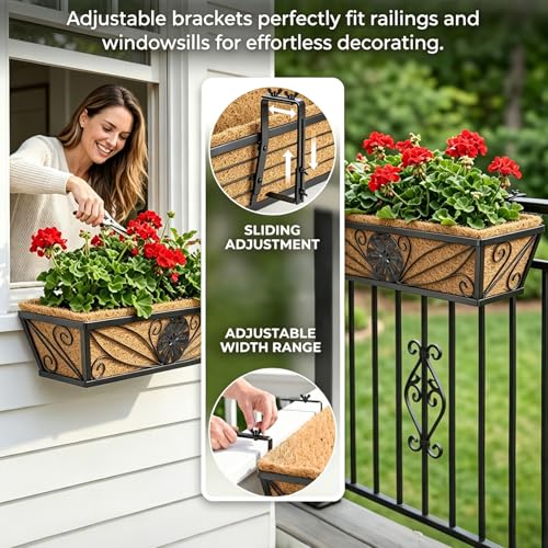 2 Pack 24 Inch Railing Planter Boxes