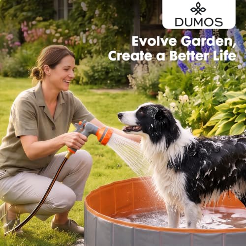 DUMOS Retractable Garden Hose Reel, 1/2 in X 150 ft Water Hose with Nozzle - color: Orange and Grey, size: 1/2" x 150 FT