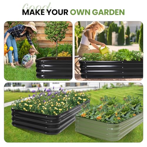 G GOOD GAIN Raised Garden Beds Outdoor, 5-in-1 Modular Metal Planter, Grey - color: Gray, size: 8x3x1ft(1pcs)