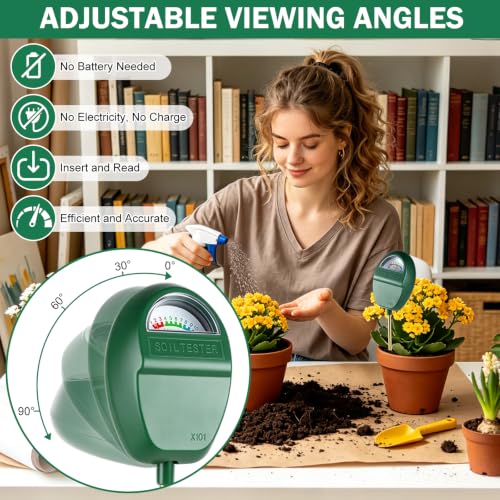 Censinda Soil Moisture Meter, Adjustable Viewing Angles,7" Deep Probe Soil Hygrometer for Plants, No Battery Soil Hygrometer for Indoor Outdoor Garden Potted Plants