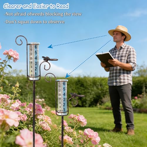 Rain Gauge Outdoor, Dragonfly Rain Gauge for Lawn, Yard and Garden - color: Dragonfly