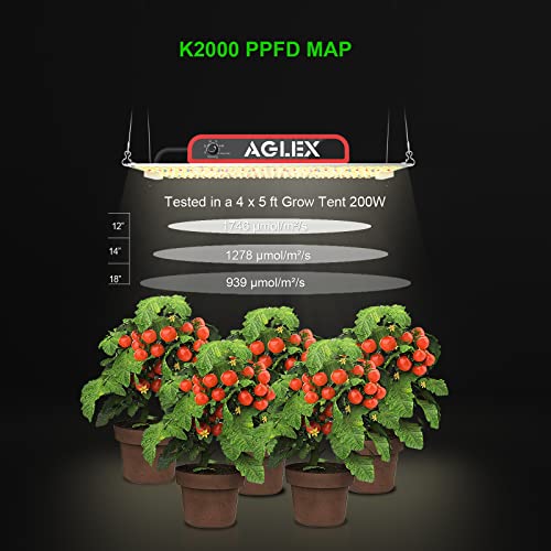 AGLEX K2000 LED Grow Light, Grow Light with Daisy Chain & Dimmable, Full Spectrum Plant Grow Lights for Hydroponic Indoor Plants Seeding - size: K2000