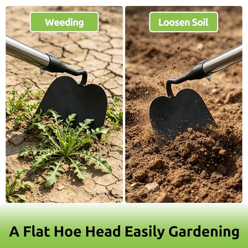 Cultivator Garden Tool Heavy Duty, Scuffle Loop Action Hoe Weeding Hand Tool for Women Kids Men, Metal Weeder Scraper Garden Hoe Rake Weed Puller Long Handle 76 inch - size: 76"