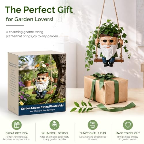 INNOLITES Gnome Plant Pot, Unique Hanging Flower Pot for Indoor Outdoor