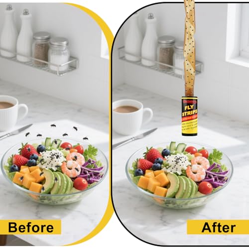 40 Rolls Fly Strips Traps for Home, Sticky Strips, Fly Paper Tape Catcher Ribbon for Gnat Fungus Fruit Flies - color: 40Pack