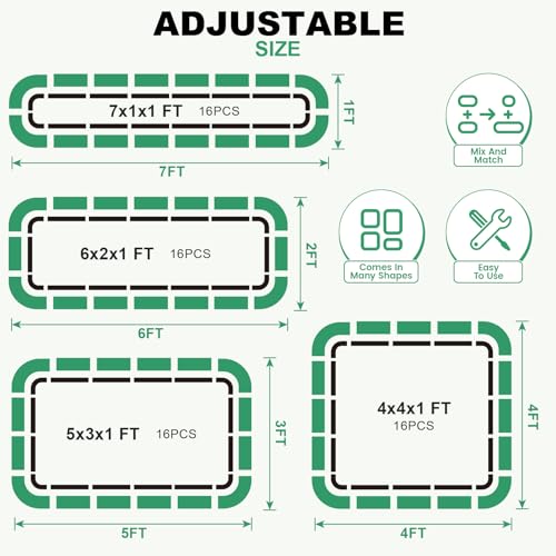 1MORE Raised Garden Bed,4 in 1 Modular Planter Raised Bed,5x3x1ft,Green-1Pk - color: Green, size: 1pack-5X3X1