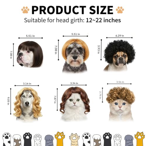 6 Pack Funny Cat and Dog Wig - color: Brown and Black