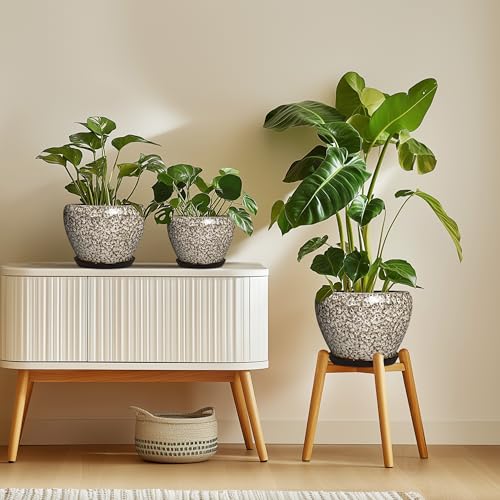 Ceramic Pots for Plants, 10 Inch Planters, White Leopard - color: White Leopard, size: 10 Inch