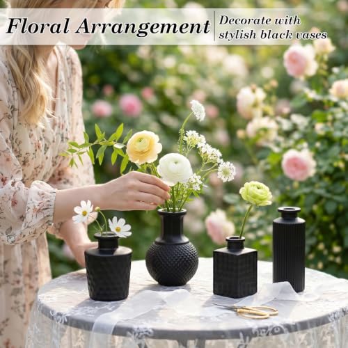 TBWIND 24PCS Black Glass Bud Vases Set - color: Black-24pcs, size: 24Pcs