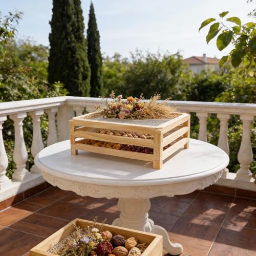 3-Layer Stackable Wooden Herb Drying Rack,Mesh Dryer Screen For Countertop - size: 3-Layer | 11.8" x 5.4" x 15.74"