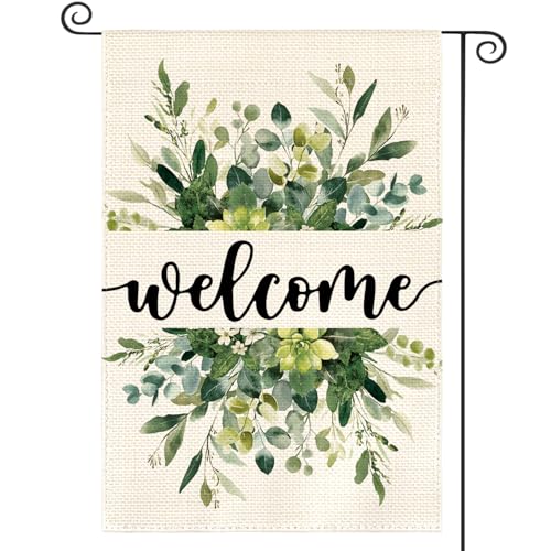 AVOIN colorlife Spring Summer Floral Welcome Garden Flag Outside 12x18 Inch - size: Garden Size-12 x 18"