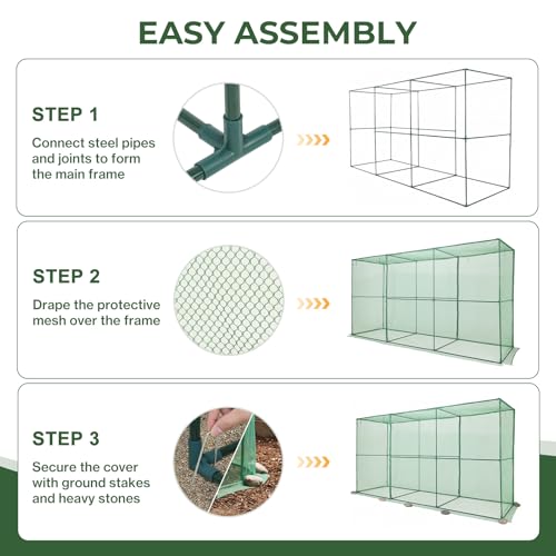 Aoodor 12x4x6 FT Crop Cage for Garden - size: 12x4x6 FT